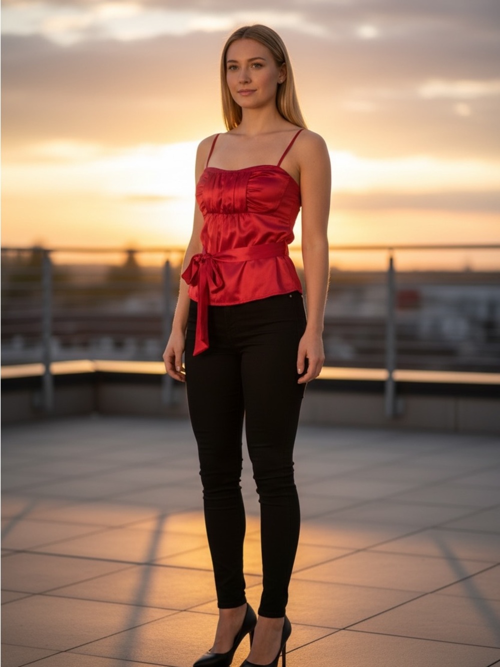 Banana Republic Vibrant Red Gathered Waist Cami - Picture 4 of 4